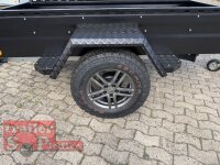 TPV TL-EB3 Offroad SCHWARZ - 1300 kg gebremst Kastenanhänger - Reling - 100 KM/H