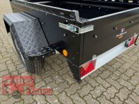 TPV TL-EB2 schwarz Offroad - 1000 kg gebremst Kastenanhänger mit 16" Geländebereifung und Reling
