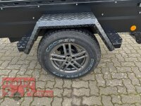 TPV TL-EB2 schwarz Offroad - 1000 kg gebremst Kastenanhänger mit 16" Geländebereifung und Reling