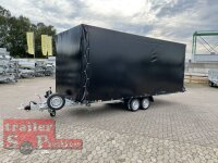 Lorries PLI35-5521 - 3500 kg kippbarer leichter Autotransporter mit geschlossenem ALU Boden und ALU Standschienen mit Hochplane SP-Line / Rollo