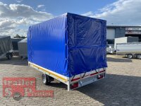 Eduard 1500 KG Multitransporter - Hochlader - gebremste Einzelachser - 3.1x1.6m - Ladehöhe:56 cm - 195/55R10 - Bordwände 30cm Hochplane SP-Line mit Öko Schräge und Heckrollo