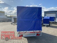 Eduard 1500 KG Multitransporter - Hochlader - gebremste Einzelachser - 3.1x1.6m - Ladehöhe:56 cm - 195/55R10 - Bordwände 30cm Hochplane SP-Line mit Öko Schräge und Heckrollo