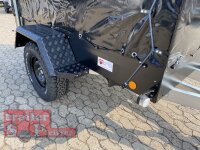 TPV TL-EB3 Offroad - 1300 kg gebremst Kastenanhänger mit 15" Geländebereifung und Reling - SCHWARZ mit Hochplane SP-Line