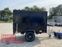TPV TL-EB3 Offroad - 1300 kg gebremst Kastenanhänger mit 15" Geländebereifung und Reling - SCHWARZ mit Hochplane SP-Line