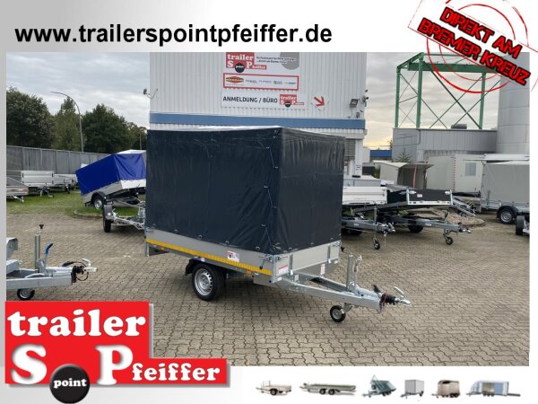 EDUARD 2514 -GE- Hochlader, Bordwände 30cm -1350kg- Lfh: 63cm -195/50R13 mit Stützrad- Hochplane SP-Line