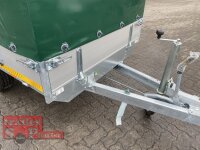 Eduard 1350 KG Hochlader - Gebremste Einzelachser - 2.5x1.45m - Ladehöhe:63 cm - 195/50R13 - Bordwände 30cm Hochplane SP-Line mit Öko Schräge