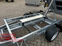 Eduard 3000 KG - 3 Seitenkipper -  Gebremster Doppelachser - 3.3x1.8m - Ladehöhe:63 cm - 195/50R13C - Stahl-Kastenaufsatz - Auffahrrampen - Stützen