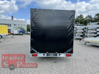 EDUARD 5020 -GD- Hochlader, Auffahrschienen & Winde, flach -3000kg- Lfh: 63cm -195/50R13 mit Hochplane SP-Line Öko Schräge und Schiebeplane links und rechts
