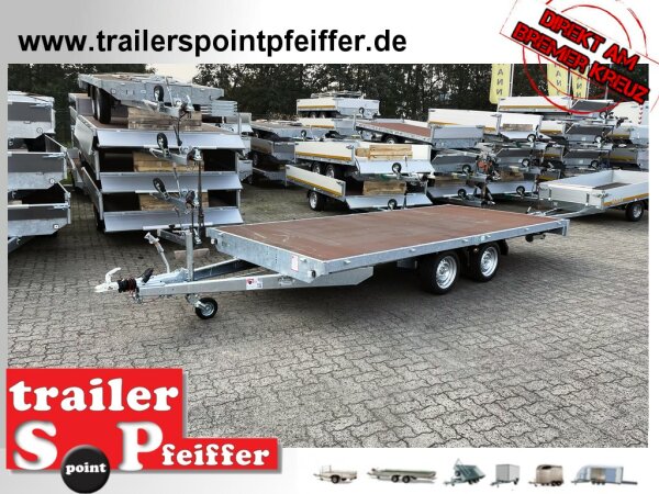 Eduard 2700 KG Hochlader - Gebremster Doppelachser - 4.56x2.0m - Ladehöhe 63 cm - 195/50R13 C - Flach