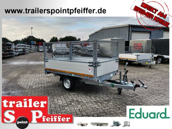 Eduard 1800 KG Rückwärtskipper - Gebremste Einzelachser - 2.6x1.5m - Ladehöhe:63 cm - 195/50R13 - Bordwände 40cm mit Laubgitter 70 cm