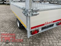 Eduard 1800 KG Rückwärtskipper - Gebremste Einzelachser - 2.6x1.5m - Ladehöhe:63 cm - 195/50R13 - Bordwände 40cm mit Laubgitter 70 cm
