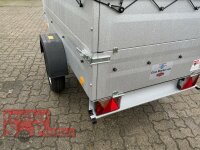 TPV TL-EU2 Anhänger mit Aufsatzwänden und Hochplane TPSP - Spitzdach - 155 cm Innenhöhe - ungebremst - 13 pol. - Zurrösen - 100 KM/H