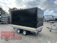 Eduard 2700 KG - 3 Seitenkipper -  Gebremster Doppelachser - 3.3x1.8m - 40 cm ALU Wände - Ladehöhe:63 cm - 195/50R13C - Auffahrrampen - E-Pumpe mit Funkfernbedienung mit Hochplane SP-LIne