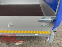 Eduard 3000 KG Multitransporter - Gebremste Doppelachser - 4.56x2.2m - Ladehöhe:56 cm - 195/55R10 - Auffahrschienen & Winde - Bordwände 30cm - Hochplane SP-Line mit Schiebeplanen