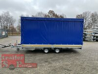 Eduard 3000 KG Multitransporter - Gebremste Doppelachser - 4.56x2.2m - Ladehöhe:56 cm - 195/55R10 - Auffahrschienen & Winde - Bordwände 30cm - Hochplane SP-Line mit Schiebeplanen