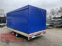 Eduard 3000 KG Multitransporter - Gebremste Doppelachser - 4.56x2.2m - Ladehöhe:56 cm - 195/55R10 - Auffahrschienen & Winde - Bordwände 30cm - Hochplane SP-Line mit Schiebeplanen