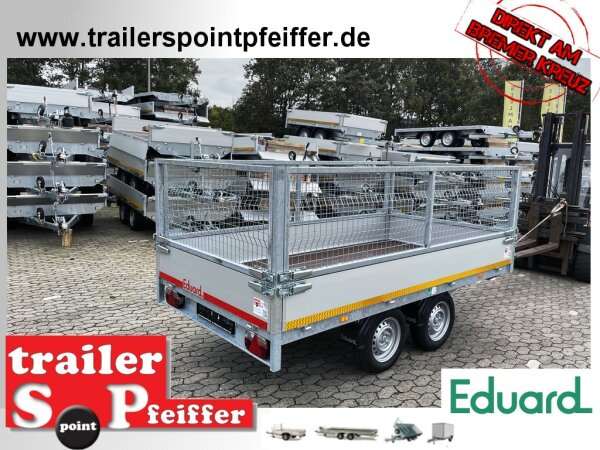 Eduard 2000 KG Hochlader - Gebremste Doppelachser - 3.1x1.6m - Ladehöhe:72 cm  - Bordwände 30cm mit Laubgitter 70 cm