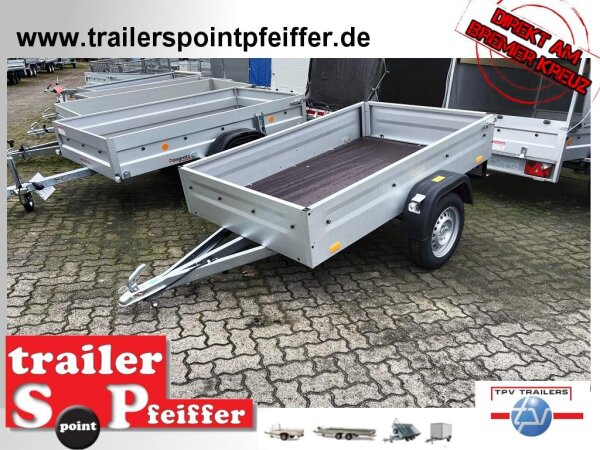 TPV TL-EU2/3 Tieflader Anhänger - 750 kg - ungebremst - 100 KM/H - Zurrösen - 13 pol. Stecker