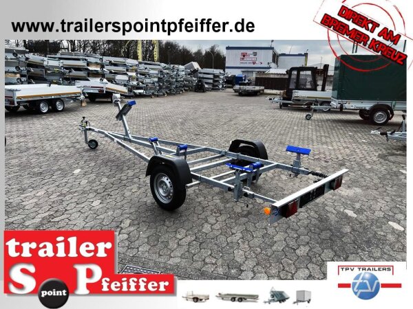 TPV BA 750-L -  Bootstrailer für (Motor-)Boote bis 5,5 m Langauflagen - 750kg - ungebremst -100km/h -13 pol. Stecker