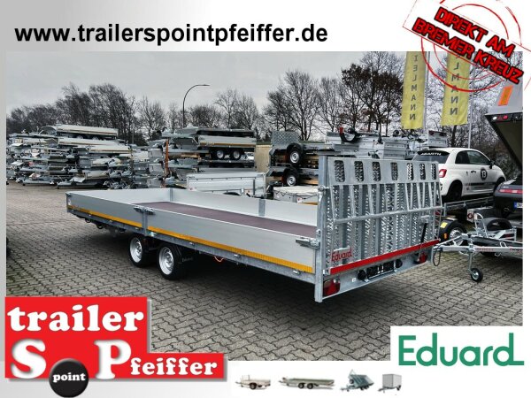EDUARD 6022 -GD- Hochlader, kippbar, Auffahrklappe, Bordwände 30cm -3500kg- E-Pumpe - Lfh: 63cm -195/50R13