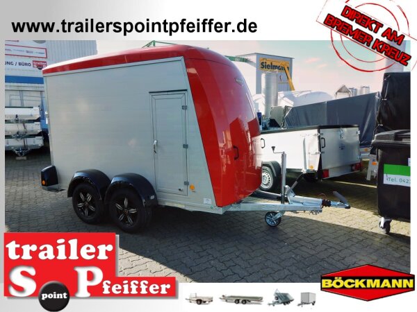 Böckmann KT-PB-AL 3015/27 M F ALU Kofferanhänger mit Polyesterbug - Tür / Rampe Kombination - Seitentür - Designpaket