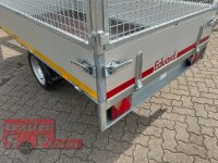 EDUARD 2514 -UE- Hochlader, Bordwände 30cm -0750kg- Lfh: 63cm -195/50R13 SI-GI Laubgitter ca. 60 cm