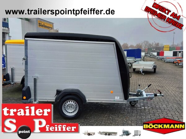 Böckmann KT-PB-AL 2513/135 F ALU Kofferanhänger mit Polyesterbug Tür / Rampe Kombination - Farbe anthrazit