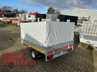 Eduard 750 KG Hochlader - Ungebremste Einzelachser - 2.0x1.45m - Ladehöhe:56 cm - 145/80R10 - Bordwände 30cm Hochplane PLED 100