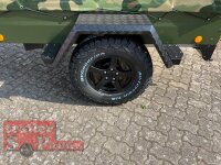 TPV TL-EB2 bronze Offroad - 1000 kg gebremst Kastenanhänger mit 15" Geländebereifung und Reling - Hochplane Camouflage 115 cm