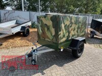 TPV TL-EB2 bronze Offroad - 1000 kg gebremst Kastenanhänger mit 15" Geländebereifung und Reling - Hochplane Camouflage 115 cm