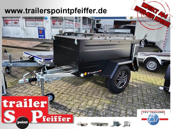 TPV KT-EB2 Offroad SCHWARZ - Koffer / Deckel Anhänger mit verstärkter Dachreling für Dachzelte