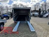 Eduard 5022 - 3000 KG Multi Kipptransporter - Gebremste Doppelachser - 5.06x2.2m - Ladehöhe:63 cm - 195/50R13 - Auffahrrampen - Bordwände 30cm - elektrisch kippbar mit Batterie Hochplane SP-Line Große ÖKO Schräge Schiebeplanen