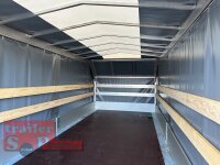 Eduard 5022 - 3000 KG Multi Kipptransporter - Gebremste Doppelachser - 5.06x2.2m - Ladehöhe:63 cm - 195/50R13 - Auffahrrampen - Bordwände 30cm - elektrisch kippbar mit Batterie Hochplane SP-Line Große ÖKO Schräge Schiebeplanen