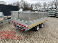 EDUARD 3318 -GD- 3 Seitenkipper, Auffahrschienen, Bordwände 30cm -3500kg- E & H-Pumpe - Lfh: 63cm -195/50R13 mit Stahl - Kastenaufsatz - Staukiste - Reserverad - 100 KM/H
