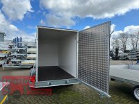 Pongratz PKL 350/15 T mit Tür/Rampe Kombination - 2600 KG Kofferanhänger Plywoodwände hochglanz weiß