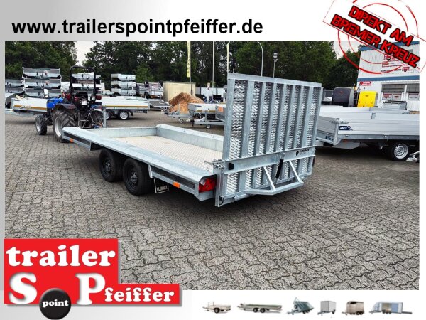 Vlemmix MT 354018 H - Maschinentransporter - Baggeranhänger 400 x 180 - 3500 kg mit ALU Boden und 100 KM/H
