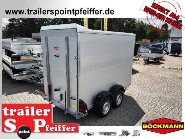 Böckmann KT-AL 3015/27 H F R/T-K Kofferanhänger mit Vollaluminium Aufbau - Tür- /Rampe Kombination