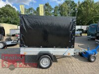 TPV TL-EU2/3 Tieflader Anhänger - 750 kg - ungebremst - 100 KM/H - Zurrösen - 13 pol. Stecker - mit Hochplane SP-Line
