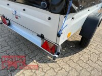 TPV TL-EU2/3 Tieflader Anhänger - 750 kg - ungebremst - 100 KM/H - Zurrösen - 13 pol. Stecker - mit Hochplane SP-Line