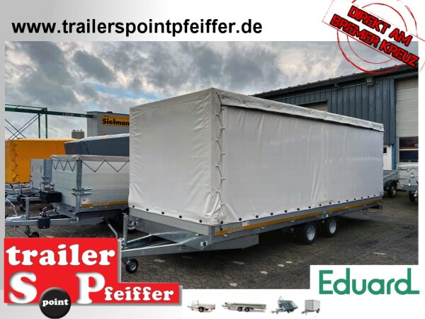 EDUARD 6022 -GD- Hochlader, Bordwände 30cm -3000kg- Lfh: 56cm -195/55R10 mit Hochplane SP-Line mit Schiebeplane links