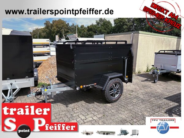 TPV KT-EB2 Offroad PLUS  SCHWARZ Koffer / Deckel Anhänger mit verstärkter Dachreling für Dachzelte