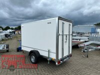 martz KARGO 300 C R 1,3T Plywood Kofferanhänger mit Rampe - gebremst mit Zurrleisten - Heckstützen - 100 KM/H