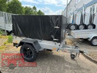 TPV TL-EB2 Offroad - 1000 kg gebremst Kastenanhänger mit 15" Geländebereifung und Reling - Hochplane SCHWARZ 115 cm