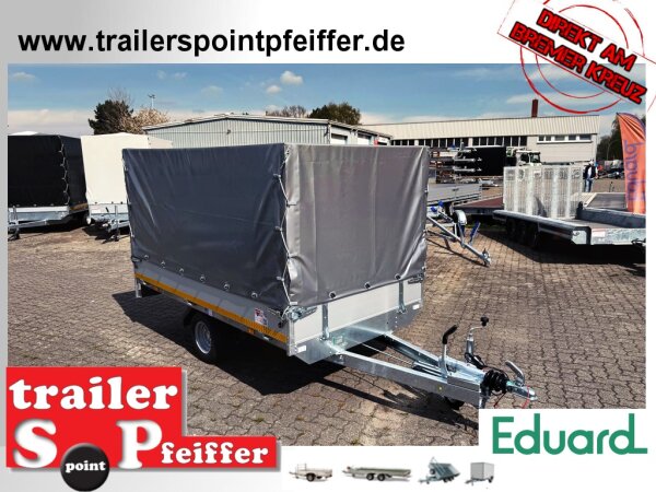 AKTION EDUARD 2514 -100 KM/H -GE- Hochlader, Bordwände 30cm -1350kg- Lfh: 56cm -195/55R10 mit Hochplane SP-Line