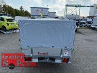 AKTION - Eduard 2514 750 KG Hochlader - Ungebremste Einzelachser - 2.5x1.45m - Ladehöhe:56 cm - 195/55R10 - Bordwände 30cm Hochplane PLED 100 und Stützrad