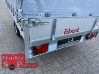 AKTION - Eduard 2514 750 KG Hochlader - Ungebremste Einzelachser - 2.5x1.45m - Ladehöhe:56 cm - 195/55R10 - Bordwände 30cm Hochplane PLED 100 und Stützrad