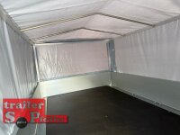 AKTION - Eduard 2514 750 KG Hochlader - Ungebremste Einzelachser - 2.5x1.45m - Ladehöhe:56 cm - 195/55R10 - Bordwände 30cm Hochplane PLED 100 und Stützrad