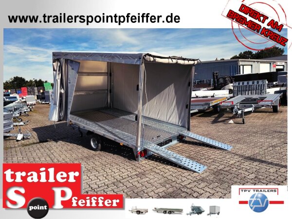 TPV ( Böckmann ) HL-EBK 3520/15 1500 kg kippbarer Autotransporter mit Hochplane - Rollo - Schiebeplane - Boden mit Riffelblech mittig