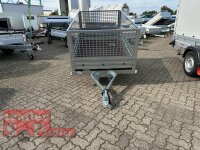 Brenderup 1205 SUB 750 " Der neue Kippi " - ABKLAPPBARE ZUGDEICHSEL / VERTIKAL ABSTELLEN mit LAUBGITTERAUFSATZ 50 CM