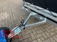 Brenderup 1205 SUB 750 " Der neue Kippi " - ABKLAPPBARE ZUGDEICHSEL / VERTIKAL ABSTELLEN inkl. Hochplane mit Gestell 945 schwarz